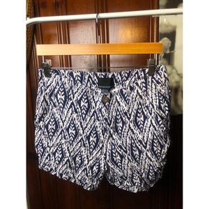 Navy & White Patterned Shorts